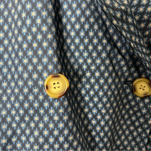 J. McLaughlin Geometric Belted Trench Coat Jacket Blue Button Front XL - Picture 6 of 12